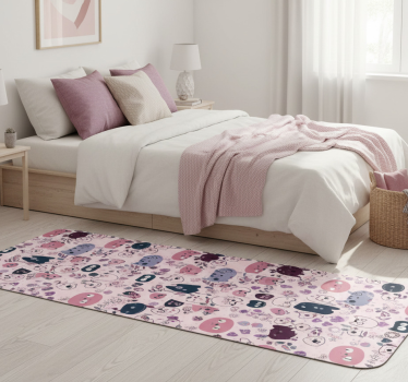 Bedroom carpet with pink cat fashion pattern - TenStickers