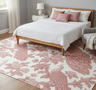 Bedroom carpet with pink peacock pattern - TenStickers