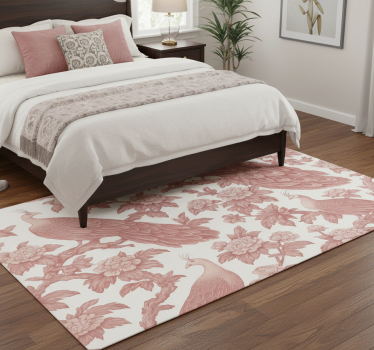 Bedroom carpet with pink peacocks pattern - TenStickers