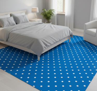 Bedroom carpet with polka dots on blue background - TenStickers