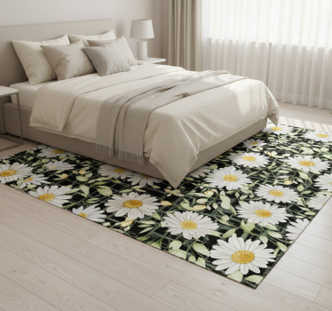 Bedroom carpet with realistic daisies on stripes - TenStickers
