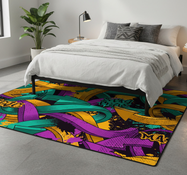 Bedroom carpet with realistic graffiti design - TenStickers