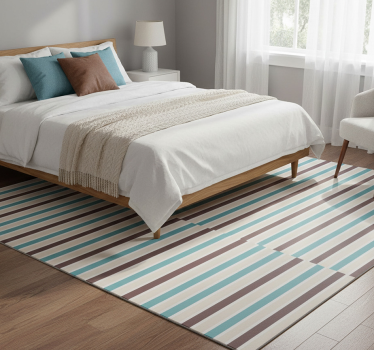 Bedroom carpet with retro blue and white design - TenStickers
