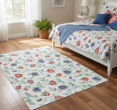 Bedroom carpet with retro floral design - TenStickers