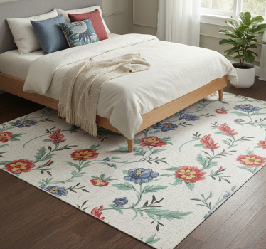 Bedroom carpet with retro floral design - TenStickers