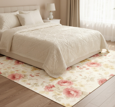 Bedroom carpet with romantic floral pattern - TenStickers