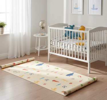 Bedroom carpet with sea animals on light beige - TenStickers