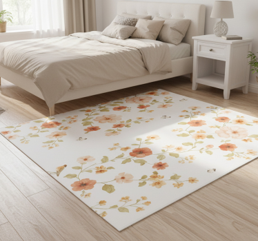 Bedroom carpet with simple white small flowers - TenStickers
