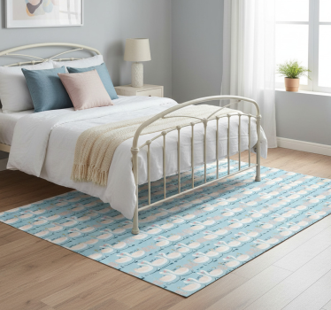 Bedroom carpet with swans in love on blue background - TenStickers