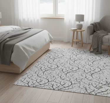 Bedroom carpet with thin gray branches and birds - TenStickers