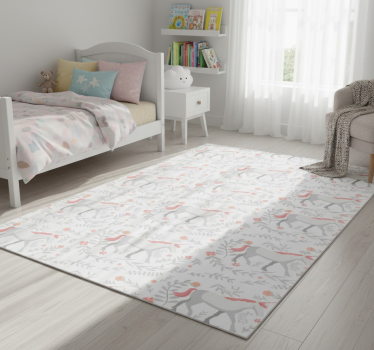 Bedroom carpet with unicorns and leaves pattern - TenStickers