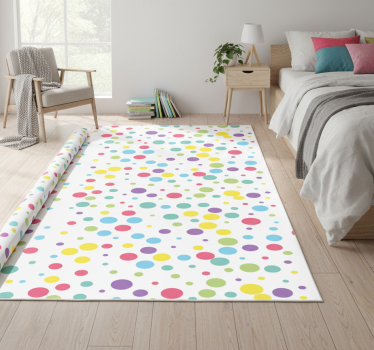 Bedroom carpet with vibrant polka dot design - TenStickers