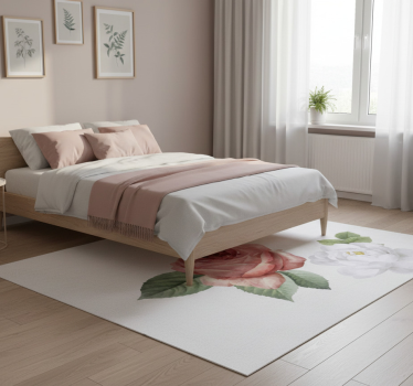 Bedroom carpet with white and pink roses - TenStickers