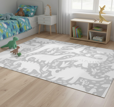 Bedroom carpet with white dinosaur pattern - TenStickers