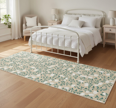 Bedroom carpet with white vintage rose pattern - TenStickers