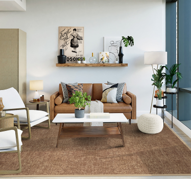 Beige colour natural fiber texture vinyl rug - TenStickers