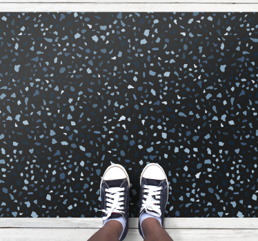 Black and blue terrazzo texture rug - TenStickers