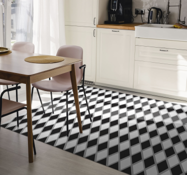 Black and white diamonds kitchen vinyl rug - TenStickers