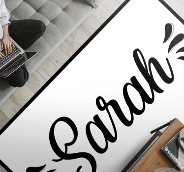 Black and white geometric living room rug - TenStickers