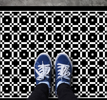 Black white little squares pattern tile vinyl rug - TenStickers