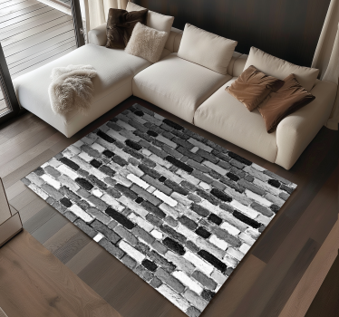 black and white stone effect vinyl rug - TenStickers