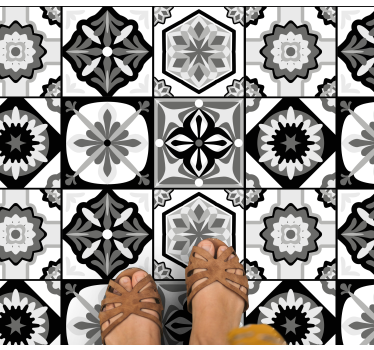 Black white and grey kitchen flooring - TenStickers