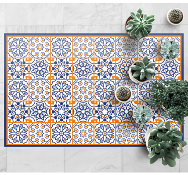 Blue and orange kitchen flooring - TenStickers
