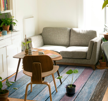 Blue and pink planks wood effect rug - TenStickers