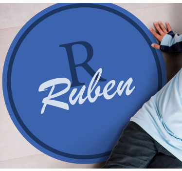 Blue background with initial personalised vinyl rug - TenStickers