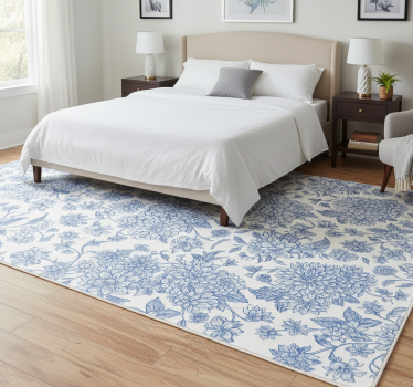 Blue dahlia floral bedroom carpet - TenStickers