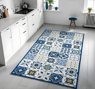 Blue Square tiles  kitchen mat - TenStickers