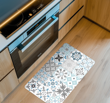 Blue mosaic kitchen mat - TenStickers