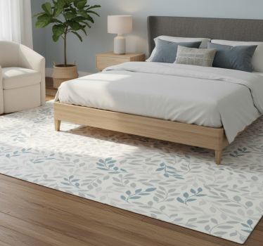 Blue ombre on small leaves bedroom carpet - TenStickers