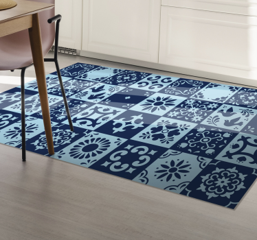 Blue shade mosaic kitchen kitchen flooring - TenStickers