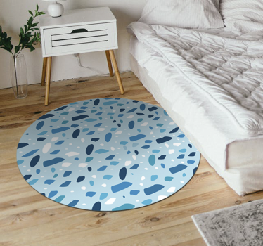 blue terrazzo texture stone vinyl rug - TenStickers