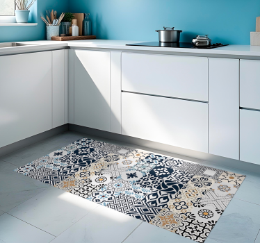 Blue Tiles kitchen mat - TenStickers