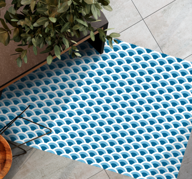 Blue tones fish scales bathroom vinyl flooring - TenStickers