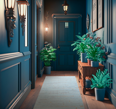 Blue wood texture wood effect vinyl hallway flooring - TenStickers