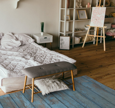 Blue old planks wood effect rug - TenStickers