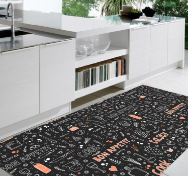 Bon apetit pattern kitchen flooring - TenStickers