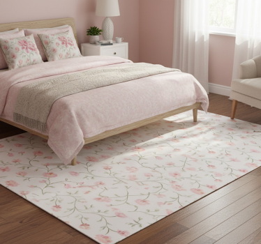 Botanical pink flower bedroom carpet - TenStickers