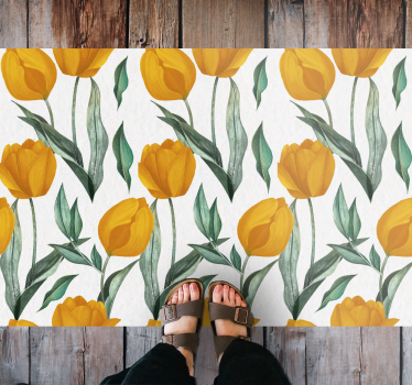 Bright Yellow Tulips floral rug - TenStickers