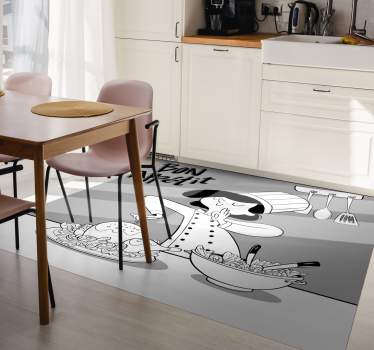 Cartoon Chef Illustration kitchen mat - TenStickers