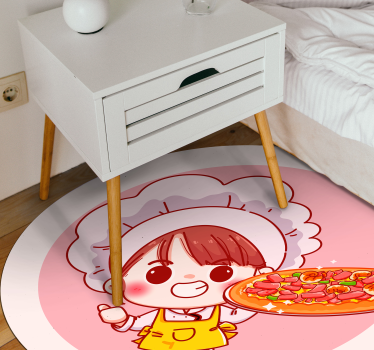 Cartoon chef round kitchen flooring - TenStickers