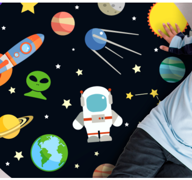 Cartoon different spaceman symbols star carpet - TenStickers