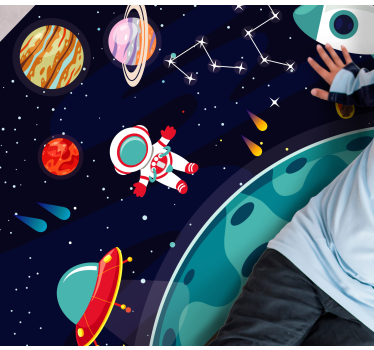 Cartoon half planet with different planets star carpet - TenStickers