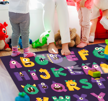 cartoon monster alphabet alphabet rug - TenStickers