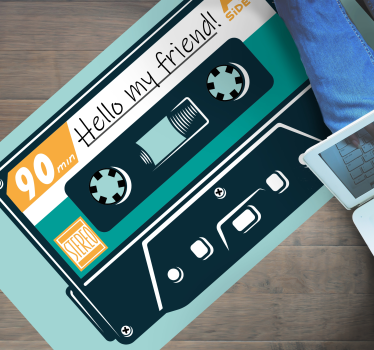 Cassette Tape Greeting custom floor mat - TenStickers