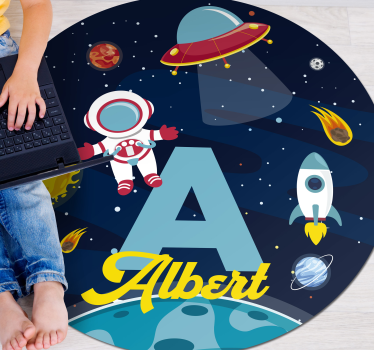 Custom name in space kids rug - TenStickers