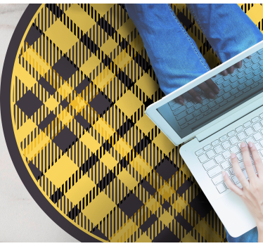 Yellow checkered kitchen vinyl mat - TenStickers